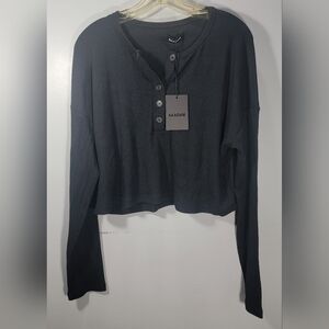 NAADAM Cropped Henley Top